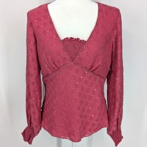 Vintage Juliana Collezione Y2K 90s Pink Gold Fitted Long Sleeve Silk Blouse 8